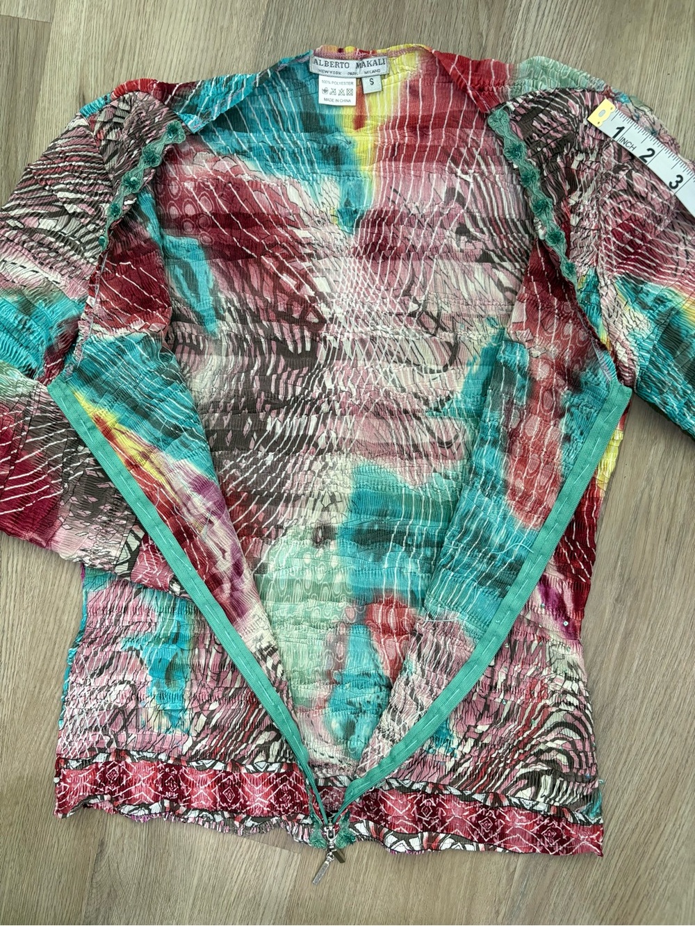 Vintage 2000s Roberto Makali Multi-Color Abstract Blouse Sz S NWOT